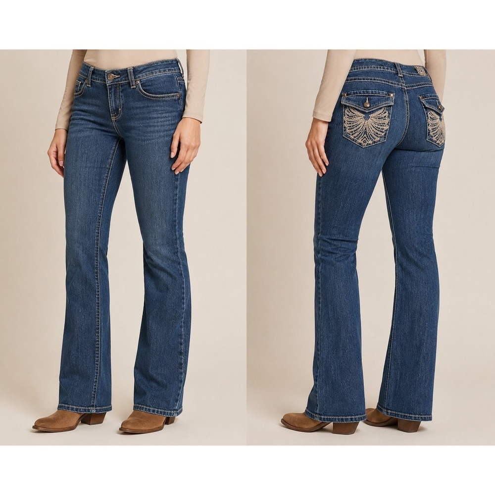 Bandolino Women's Size 10 Bootcut Jeans Embellished Flap Pocket Denim